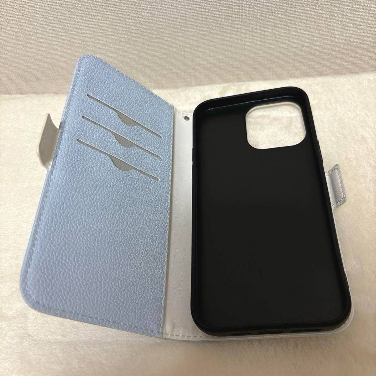 Succtopy iPhone14 Pro Max 手帳型 水色  スマホケース アイフォン カバー カード収納 シンプル