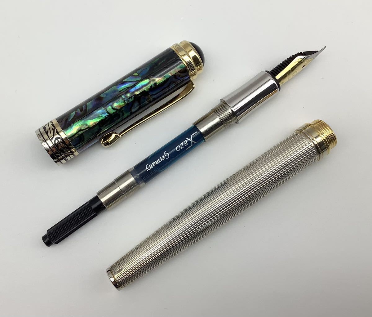 25 万年筆 XEZO Maestro マエストロ 925スターリングシルバー×天然貝 ペン先18K gold-plated メッキ F N348 2020 筆記可能 筆記用具 _画像7