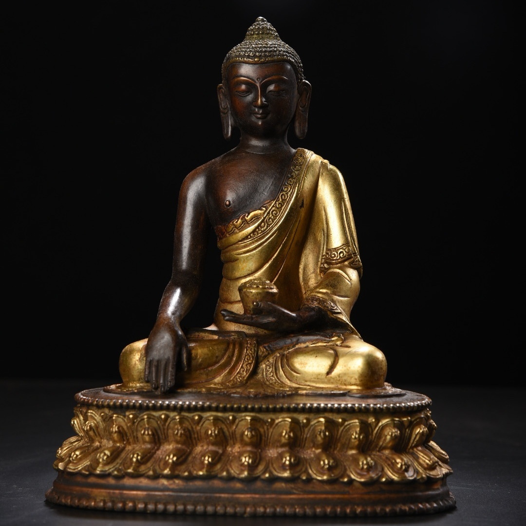てなグッズや 阿弥陀仏 銅製塗金 チベット仏教 清代 中國 旧蔵 仏像 唐
