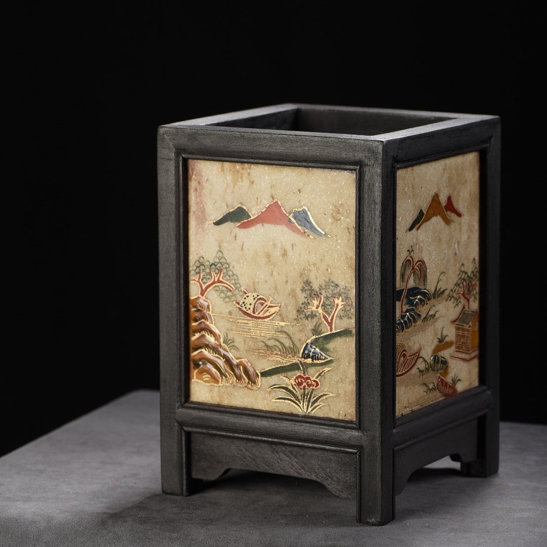 古びた蔵『清 古寿山石 芙蓉石彫り 子母牛鈕印章 冷君銘 共箱 古びた蔵『清 古寿山石 芙蓉石彫り 子母牛鈕印章 冷君銘 共箱