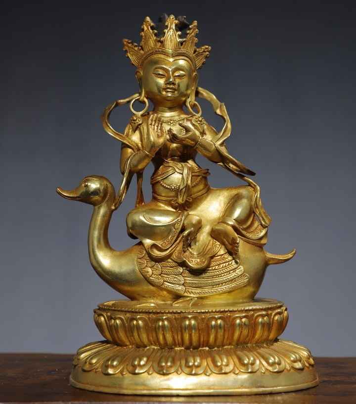 2022年春の チベット仏教 清代 中國 旧蔵 銅製塗金 唐物 中国古美術