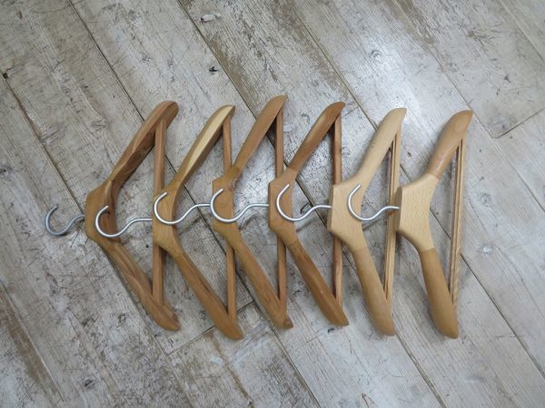 [ use frequency = little ] hand made wooden hanger 6ps.@ lady's size 40cm for searching = Fuji Japanese cedar / Mt Fuji / wood handle ga-/ Western-style clothes hanger /E0204