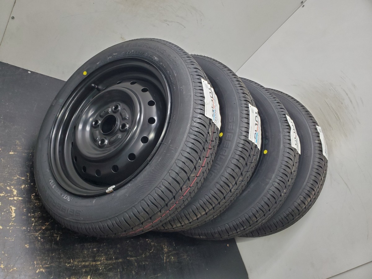 155/65R14 ラジアル 夏タイヤ サマータイヤ 4本 新品 セイバーリング ブリヂストン製品 23年式 スズキ純正 ホイール付き 送料無料 T1096の画像1