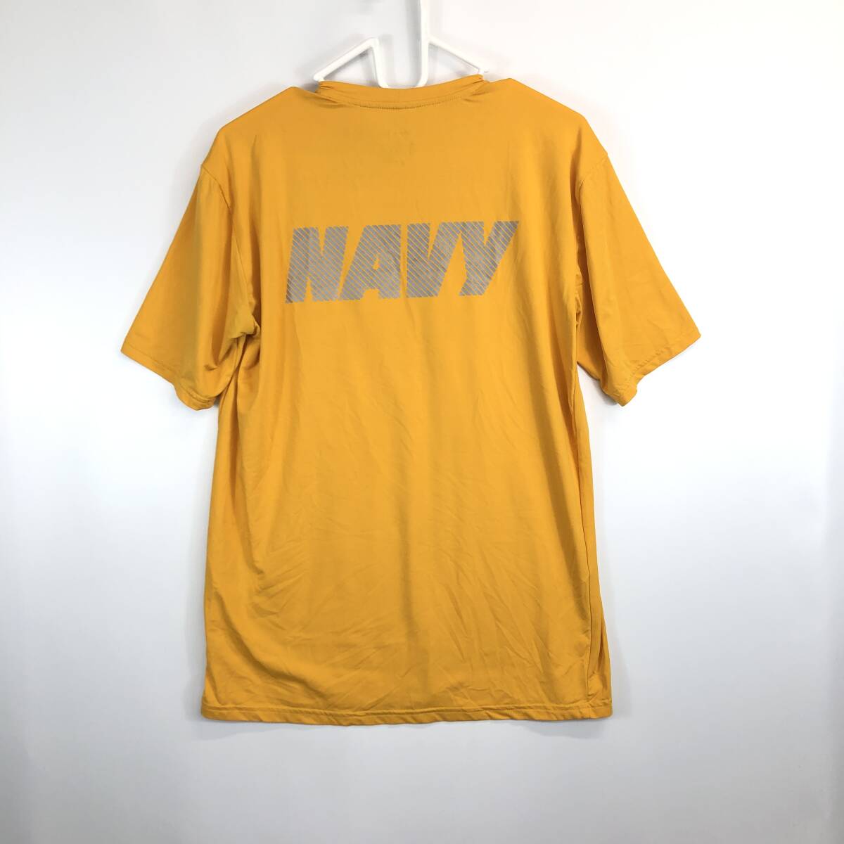 USA製 ニューバランス US NAVY トレーニングTシャツ イエロー 速乾伸縮 Sサイズ