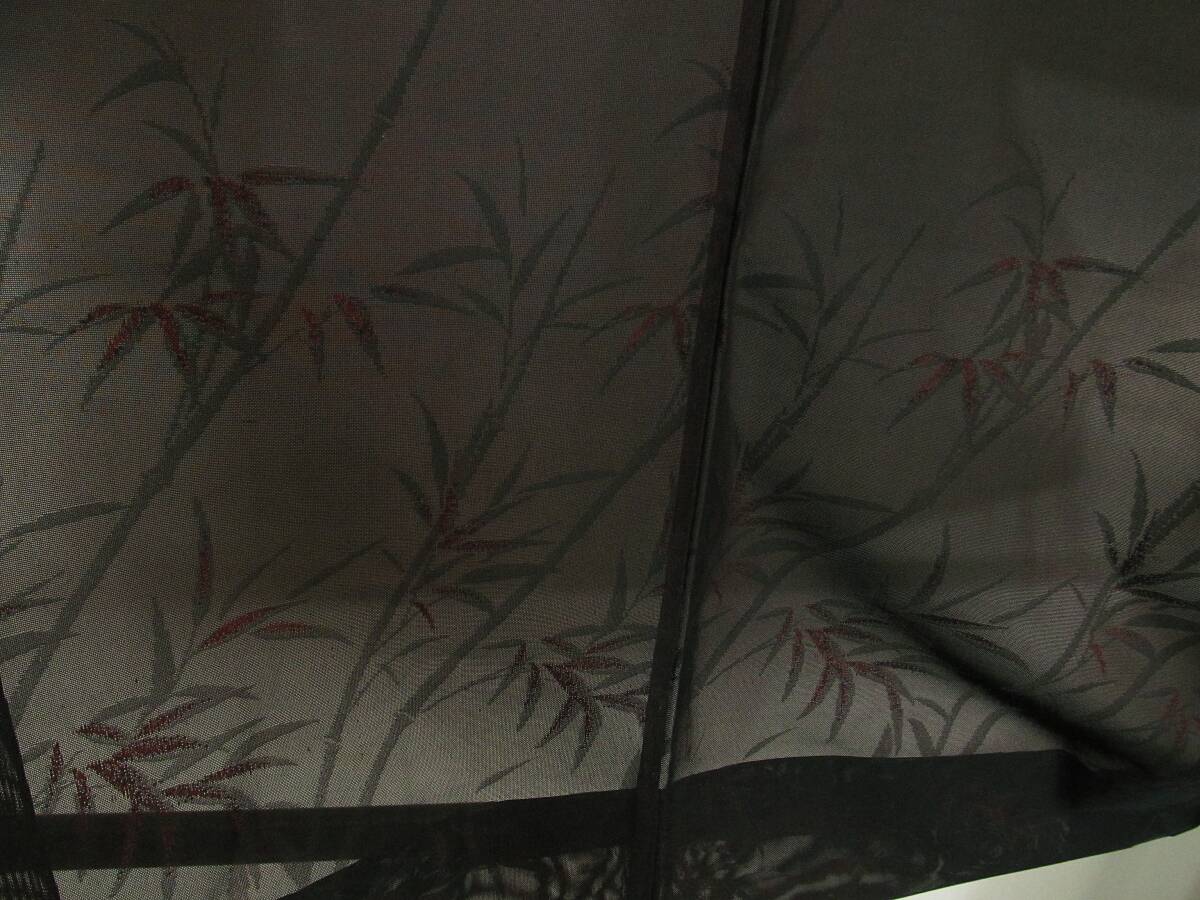 た157 正絹 紗 夏羽織 竹笹模様 しつけ付き 身丈81ｃｍの画像5
