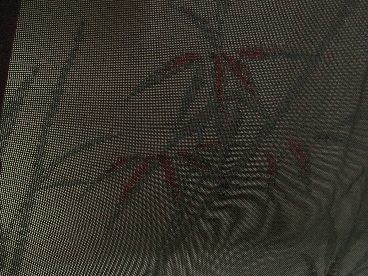 た157 正絹 紗 夏羽織 竹笹模様 しつけ付き 身丈81ｃｍの画像6