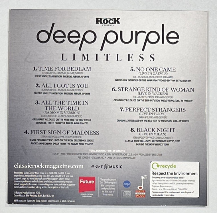 M6004◆DEEP PURPLE◆LIMITLESS: AN EXCLUSIVE DEEP PURPLE COLLECTION(1CD)紙ジャケ輸入盤_画像2