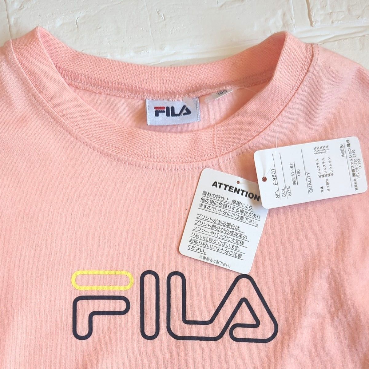 【新品】タグつき　FILA　フィラ　長袖 Tシャツ　ロンT　サイズ130　ピンク　ロゴタグ　ロゴ袖　女の子　かわいい　映え