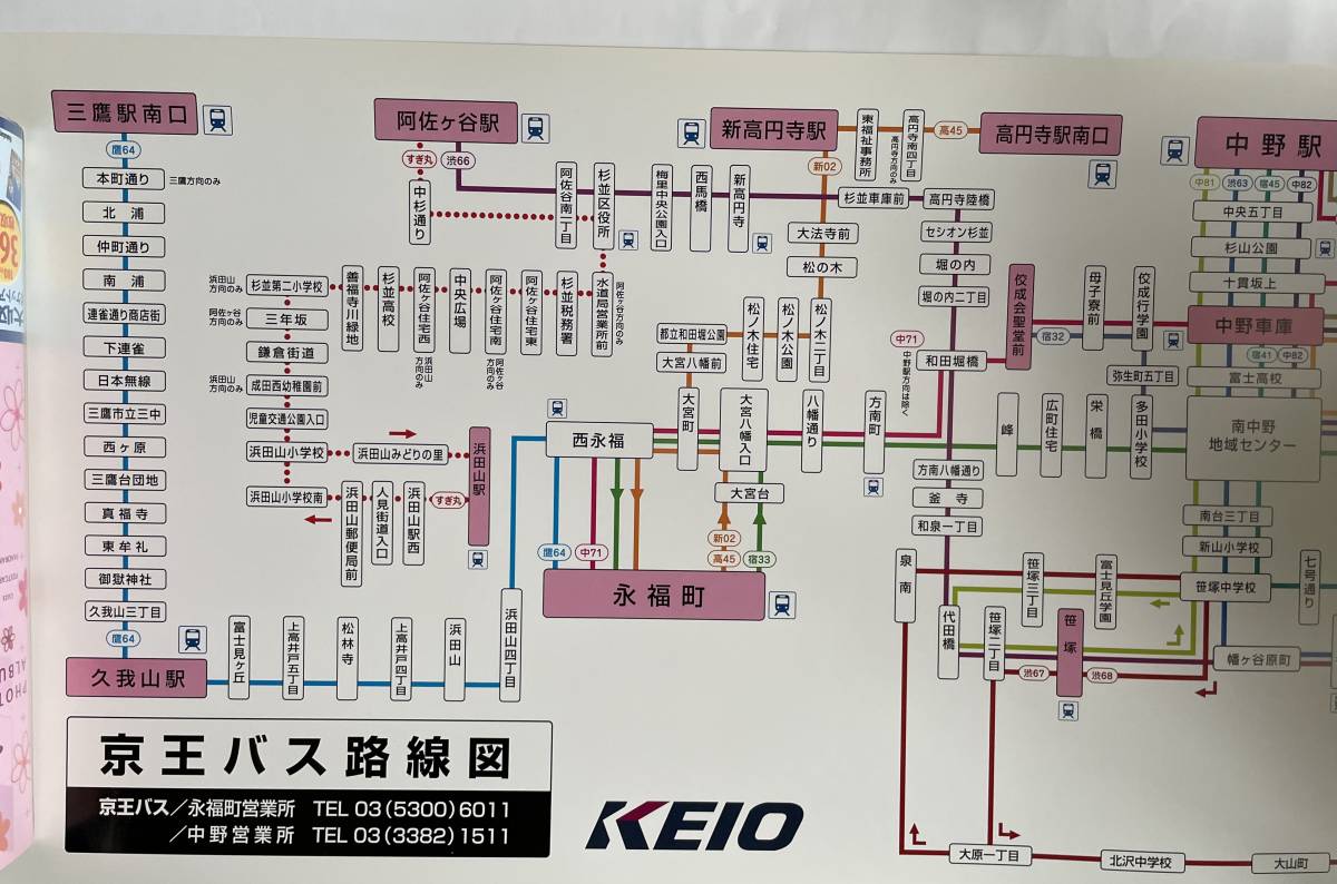 京王バス路線図(永福町・中野営業所)_画像1
