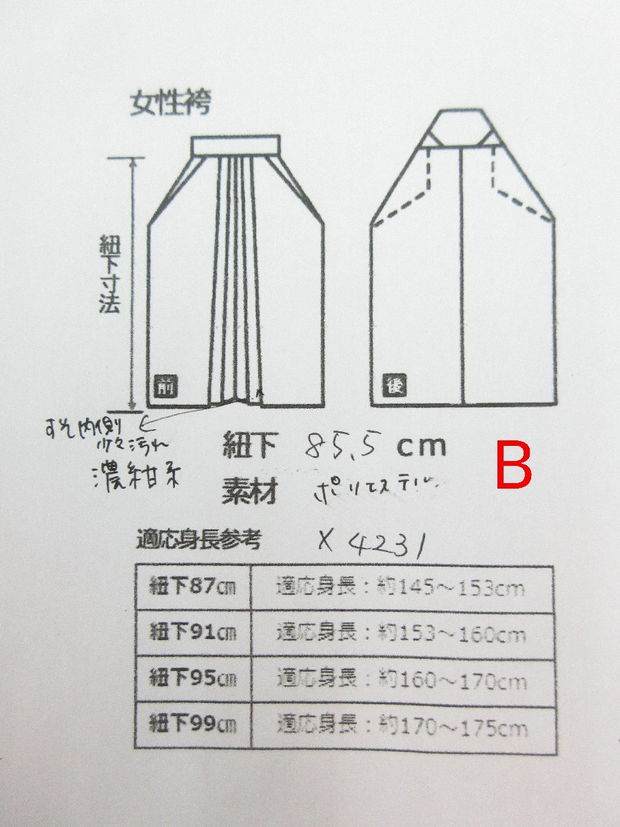 cherry★x4231lz★着用可★卒服コレクション★女性 袴★卒業式★京都散策/はかま★濃紺系/学校 卒業式【中古品/ポリ】紐下約：85.5cm_画像4