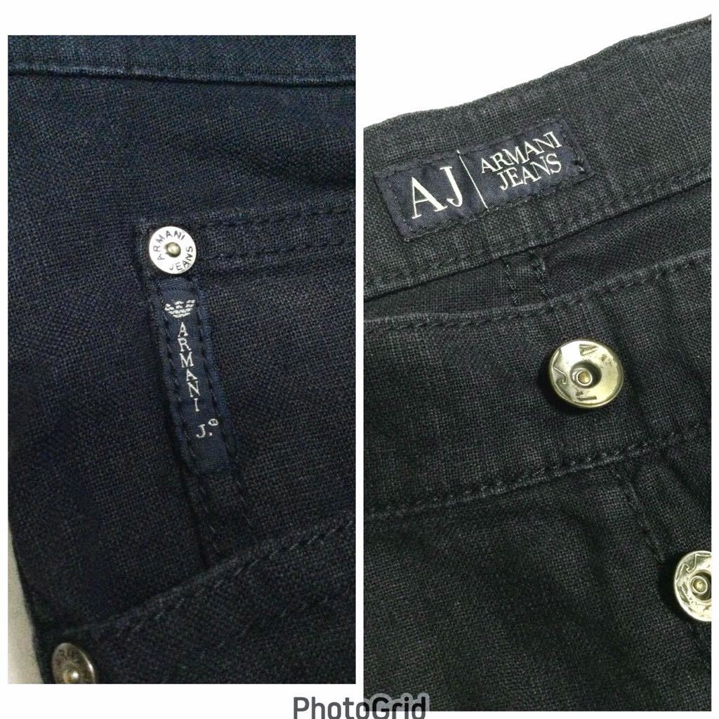 8.5@ 美品「ARMANI JEANS」“UJPN 2101 02422”コンフォートフィット コットンブレンド リネンパンツ SIZE:29 チュニジア製