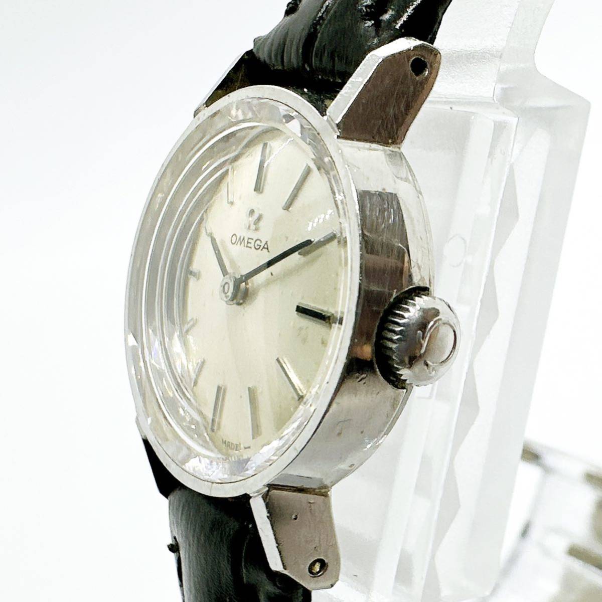 02013 オメガ OMEGA 稼働品 カットガラス レディース 腕時計 手巻き シルバーカラー アンティーク ヴィンテージ_画像2