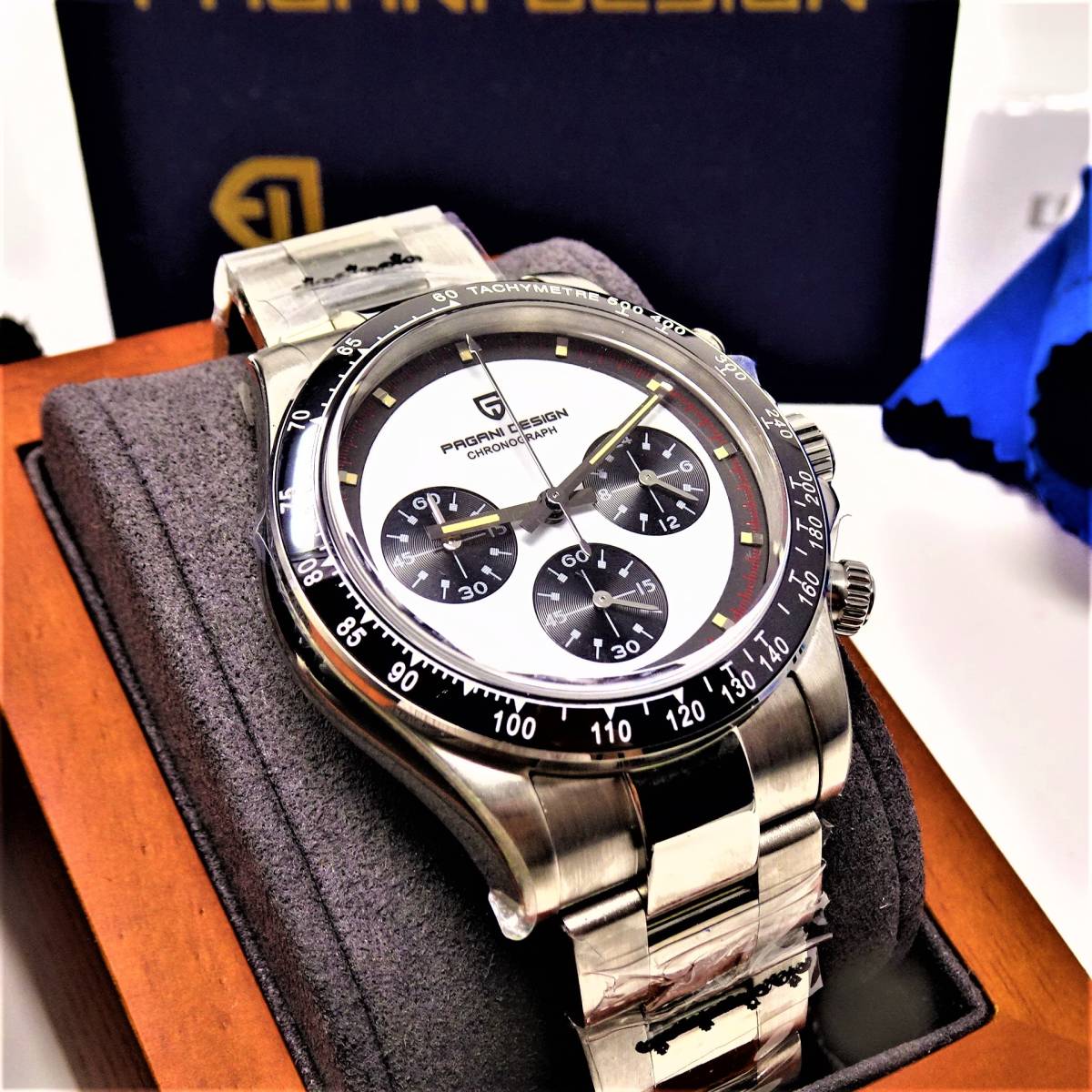 送料無料・新品・パガーニデザイン・メンズ・セイコー製VK63クロノグラフクオーツ式腕時計 ・オマージュウオッチ・ステンレス・PD-1676_画像2
