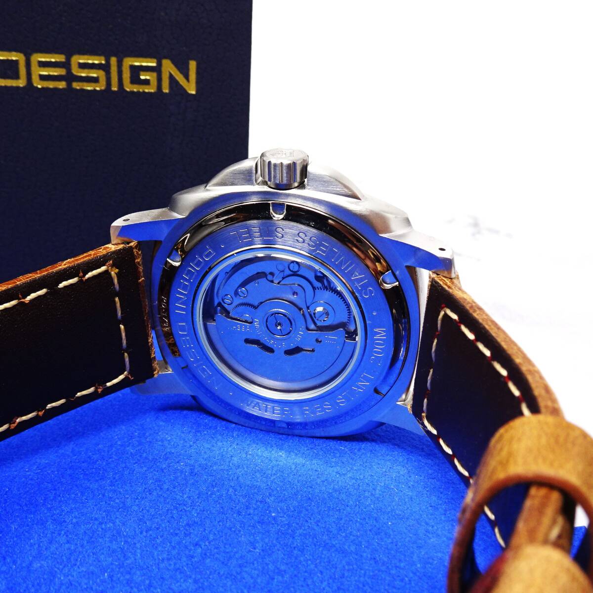 送料無料・〓新品〓腕時計 パガーニデザイン PAGANI DESIGN 機械式・NH39Ａ・オープンハート・ビンテージ加工ベルト・サファイア・PD-1736_画像7