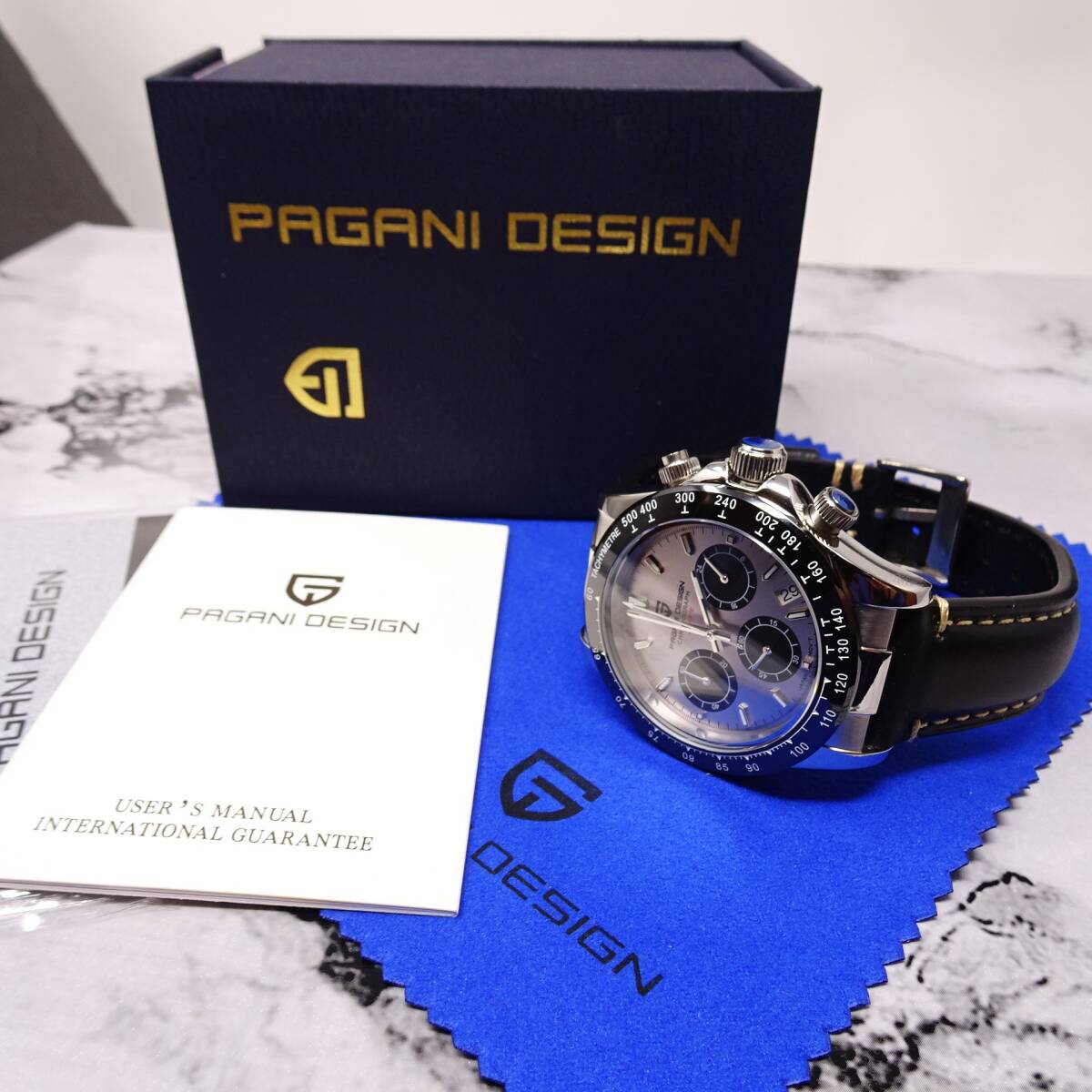送料無料・新品・パガーニデザイン・メンズ・セイコー製VK63クロノグラフクオーツ式腕時計・本革レザー・オマージュウオッチ・PD-1664_画像10