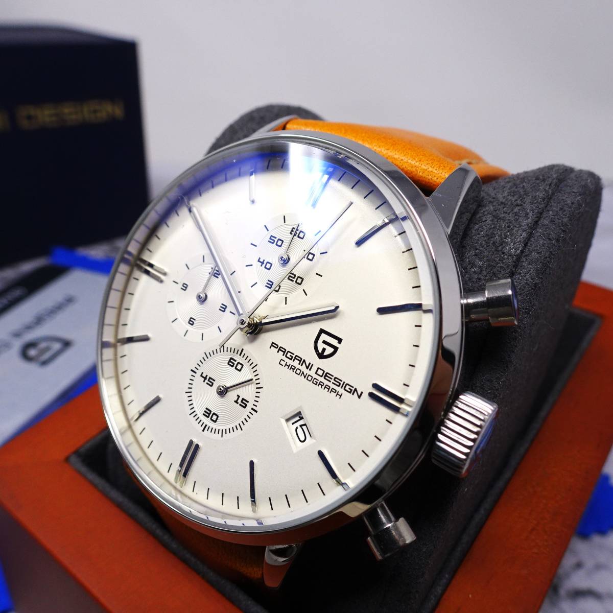 送料無料：新品・パガーニ腕時計メンズ・VK67クロノグラフクォーツ式スモールセコンドビジネスモデル腕時計 ・本革ベルト・PD-2720_画像2