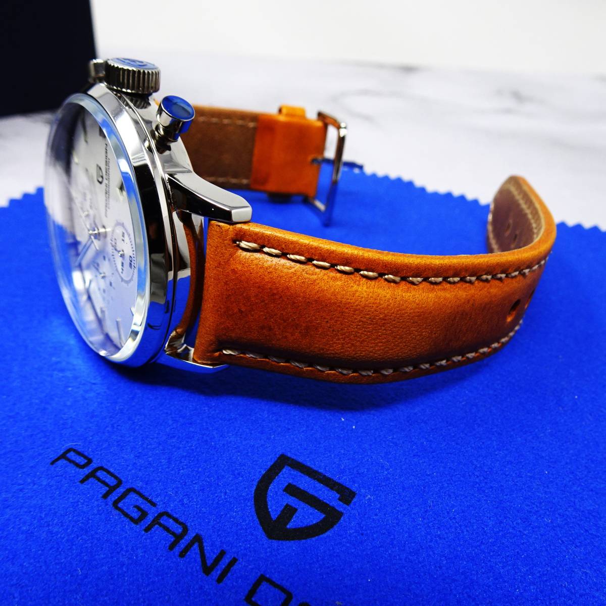 送料無料：新品・パガーニ腕時計メンズ・VK67クロノグラフクォーツ式スモールセコンドビジネスモデル腕時計 ・本革ベルト・PD-2720_画像7