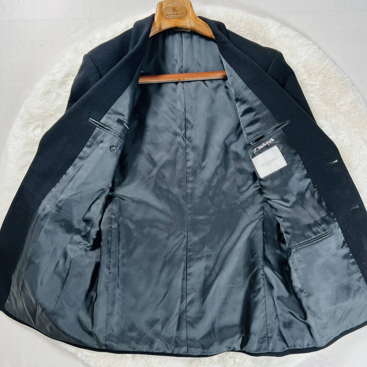 【美品】高級 DURBAN ダーバン カシミヤジャケット テーラードジャケット カシミヤ100% ブラック Lサイズ相当_画像3