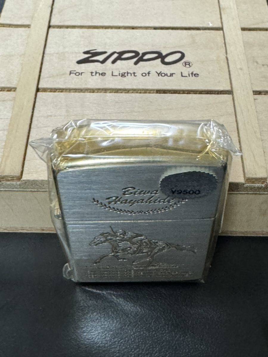 zippo Biwa Hayahide GOLD 4面ゴールド加工 ビワハヤヒデ 1994年製 年代物 競馬 競走馬 特殊加工品 デットストック 専用木箱 保証書_画像5