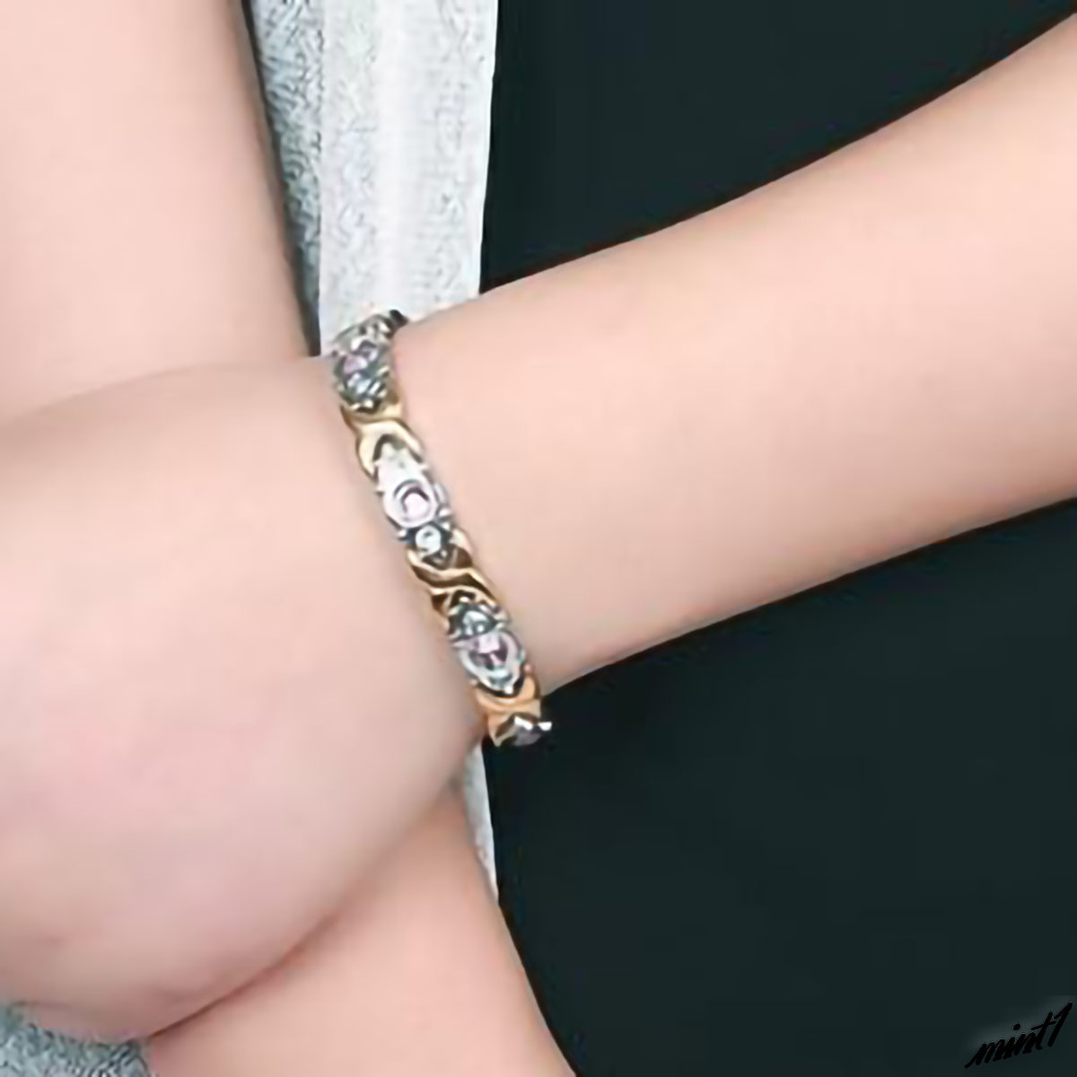 [ stylish .. production make ] germanium bracele color stone 316L stainless steel allergy free fashion lady's Gold 