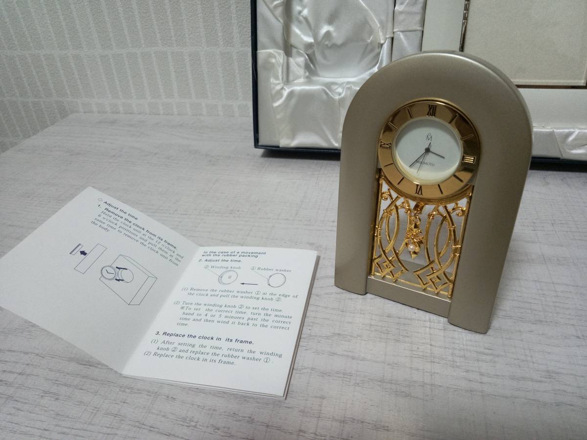 MIKIMOTO　ミキモト　未使用　箱入　フォトフレーム＆置き時計セット　パール装飾付_画像3
