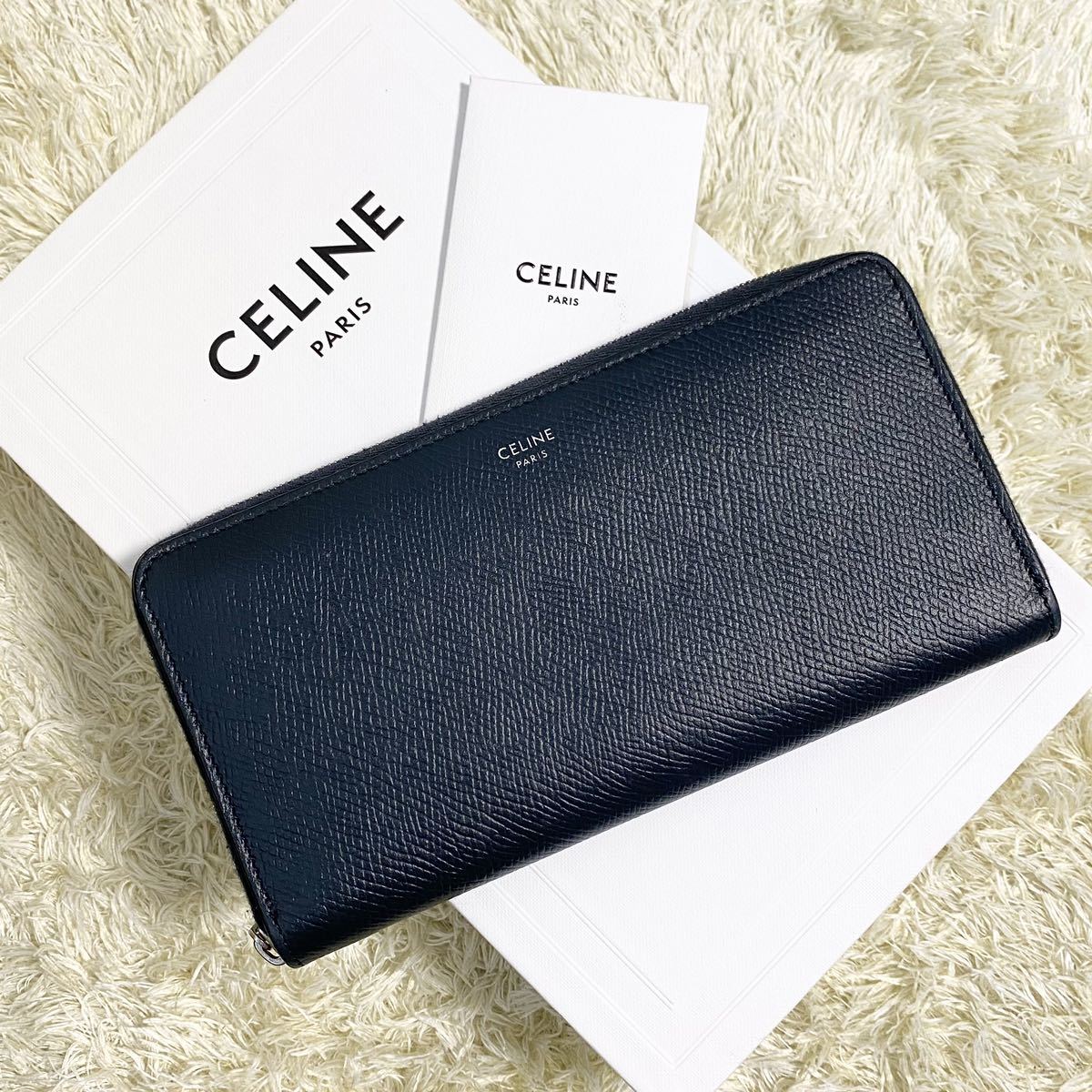 ☆美品☆CELINE セリーヌ 現行 ラウンドファスナー 長財布 ダークネイビー