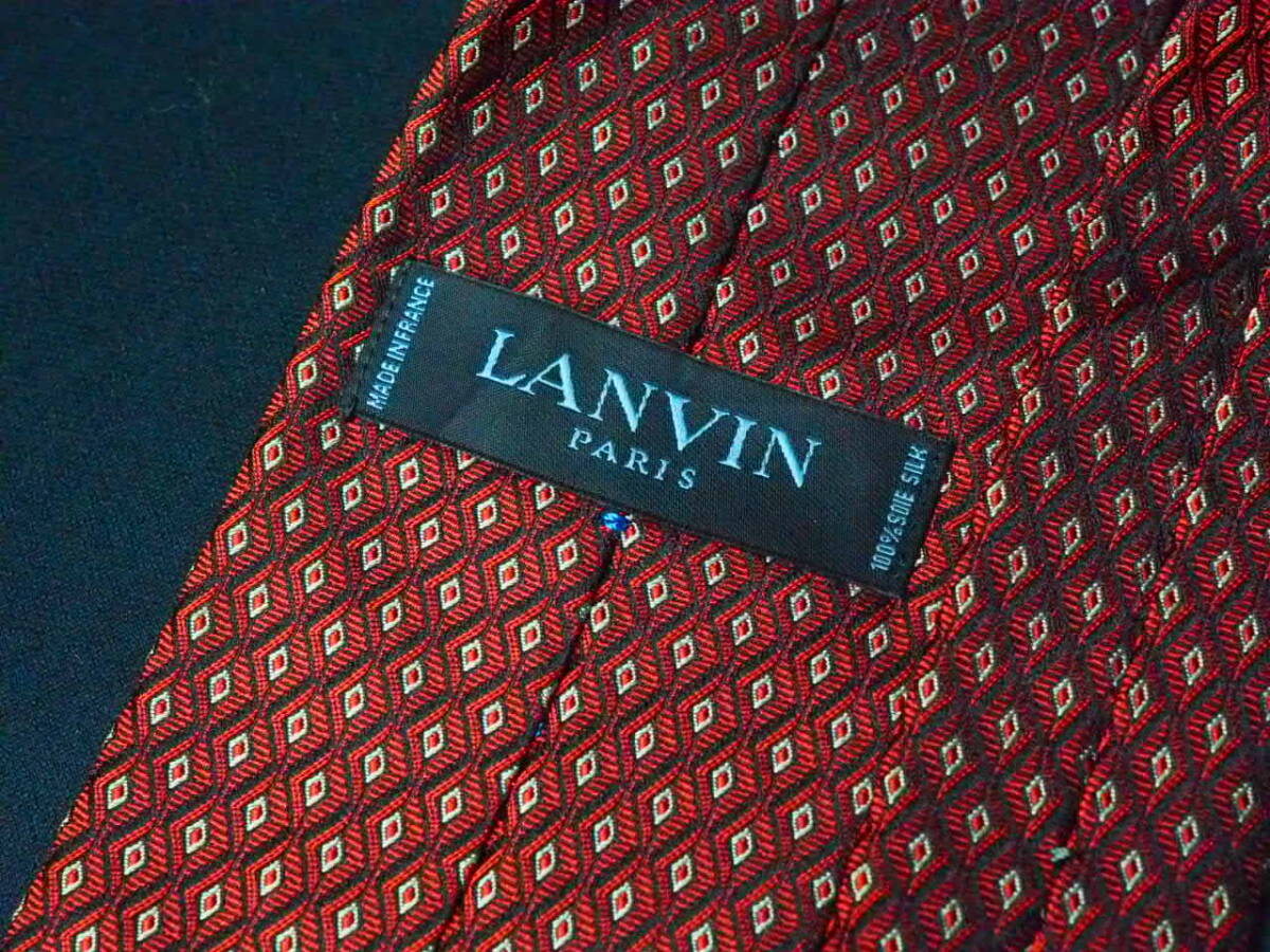 美品 【LANVIN ランバン】A1093 ワインカラー フランス製 FRANCE 仏製 SILK ブランド ネクタイ USED オールド 古着 良品_画像3