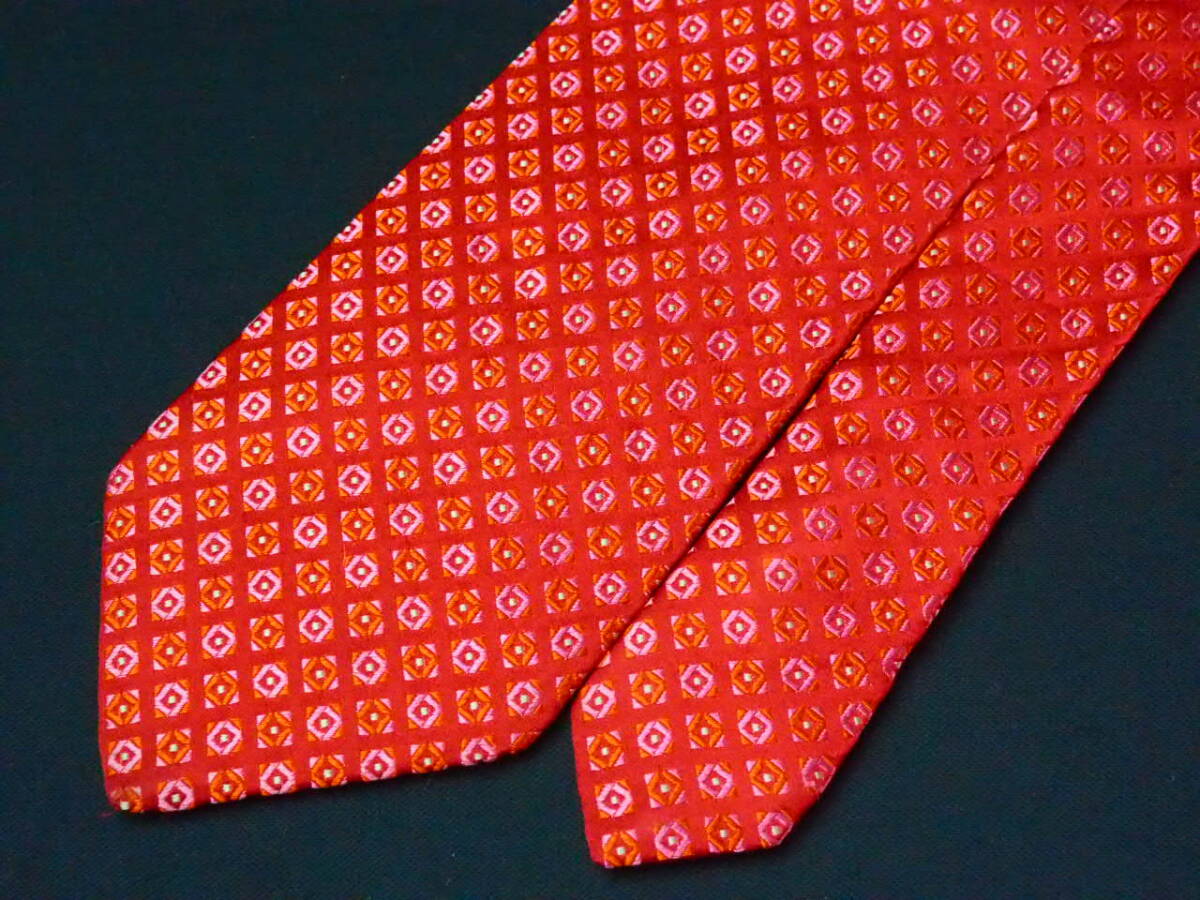  beautiful goods [HUGO BOSS Hugo Boss ]A1249 red RED Italy made in Italy SILK brand necktie old clothes superior article 