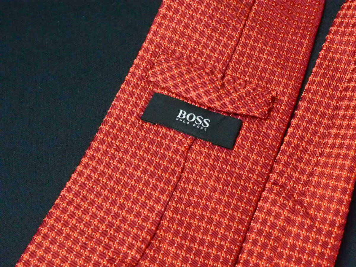  【HUGO BOSS ヒューゴボス】A1255 ワインレッド イタリア 伊製 SILK ブランド ネクタイ 古着 良品の画像5