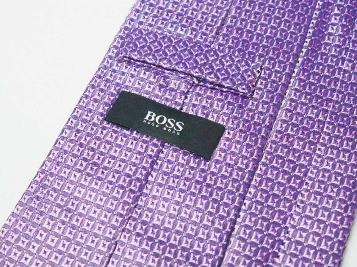  beautiful goods [HUGO BOSS Hugo Boss ]A1343 purple Italy made in Italy SILK brand necktie old clothes superior article 