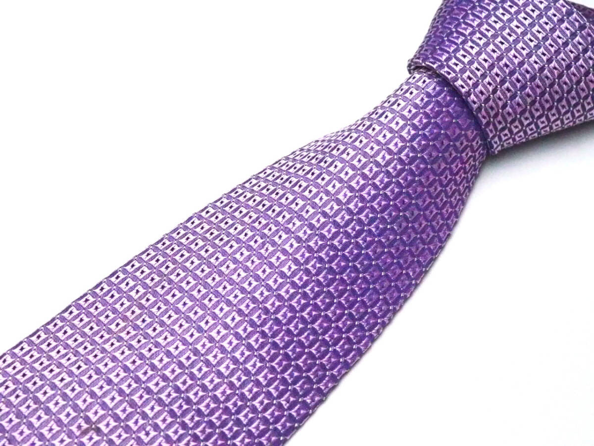  beautiful goods [HUGO BOSS Hugo Boss ]A1343 purple Italy made in Italy SILK brand necktie old clothes superior article 