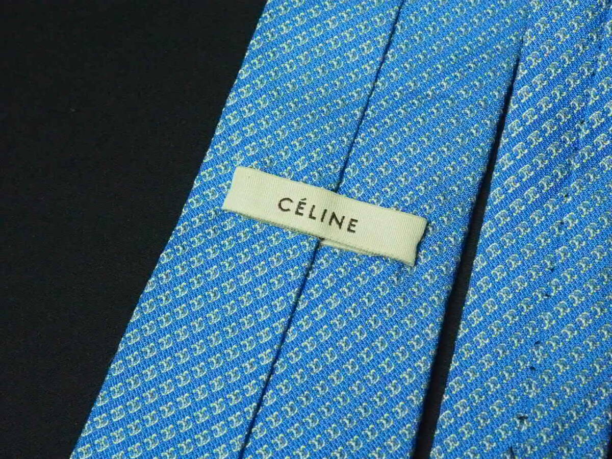  beautiful goods [CELINE Celine ]A1376 light blue light blue Logo brand necktie old clothes superior article 