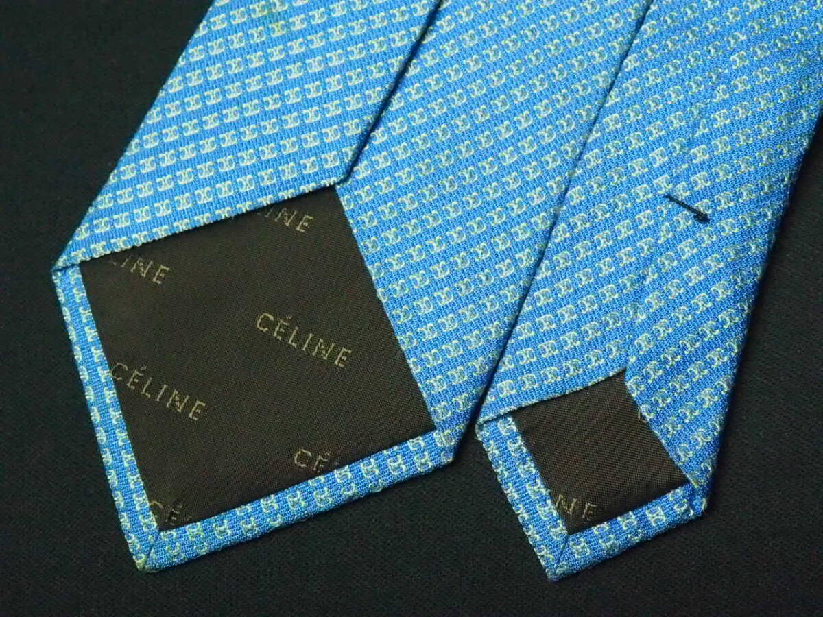  beautiful goods [CELINE Celine ]A1376 light blue light blue Logo brand necktie old clothes superior article 