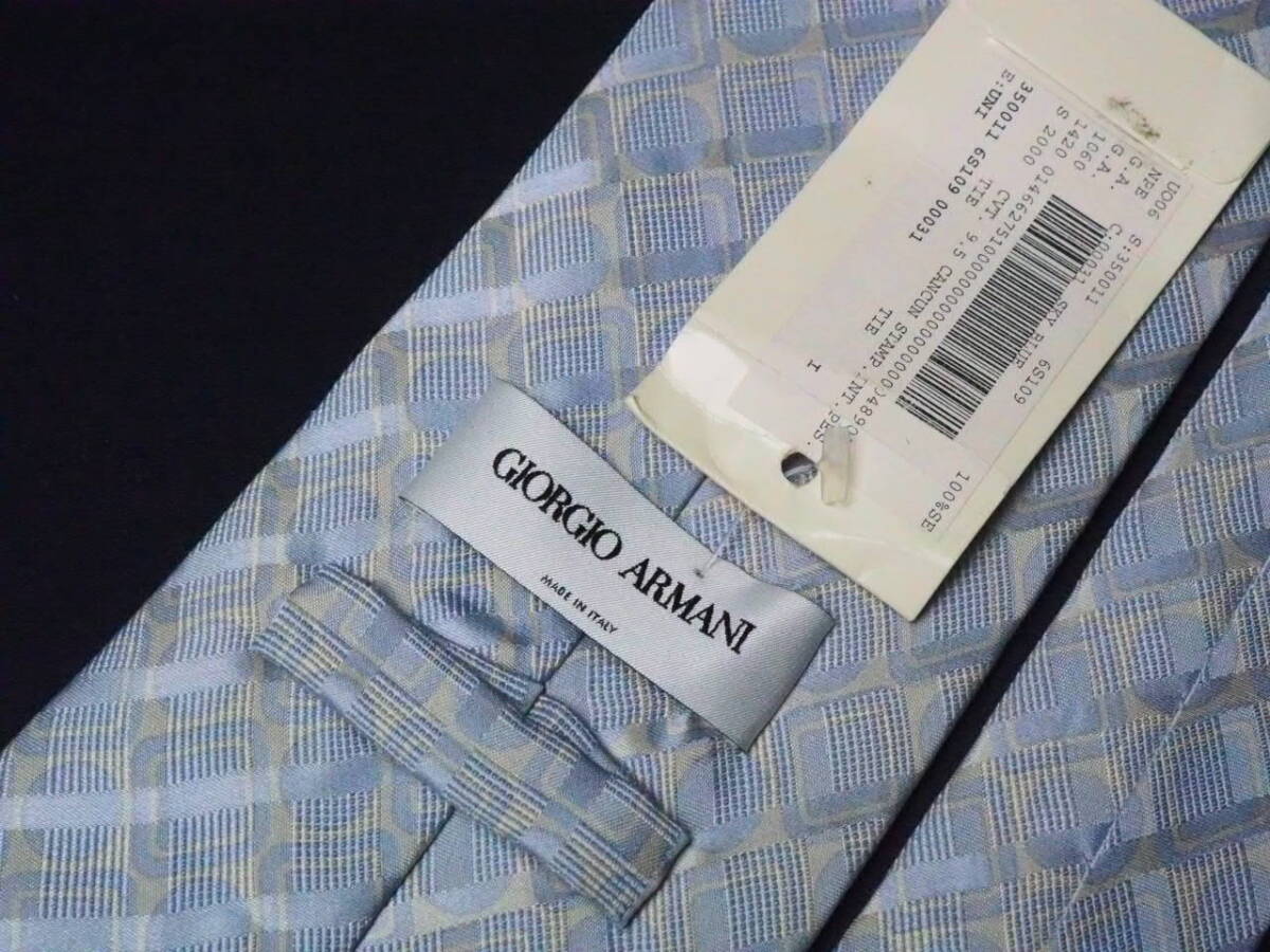  unused goods [GIORGIO ARMANIjoru geo Armani ]A1520 silver Italy made in Italy SILK brand necktie old clothes superior article 