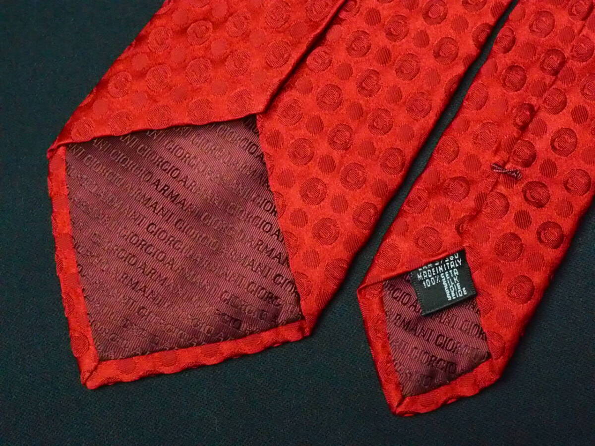 美品 【GIORGIO ARMANI ジョルジオアルマーニ】A1570 赤 RED イタリア 伊製 SILK ブランド ネクタイ 古着 良品_画像4