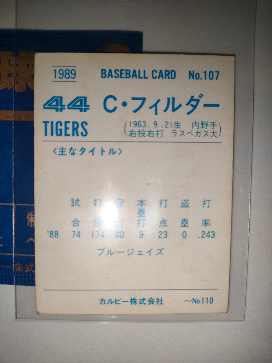 フィルダー　89 カルビープロ野球チップス　No.107　阪神タイガース_画像2