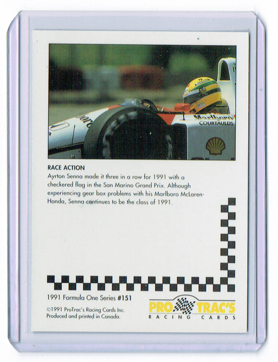 レア ★【Ayrton Senna ／ アイルトン・セナ】1991 PRO TRAC'S RACING CARDS Formula One #151_画像2