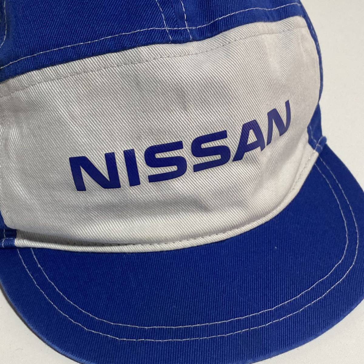 NISSAN ☆ ブルー グレー キャップ 作業帽 帽子 フリー 58cm〜 車 メカニック メンテナンス 整備 仕事 作業員 日産 ニッサン■SHW323の画像4