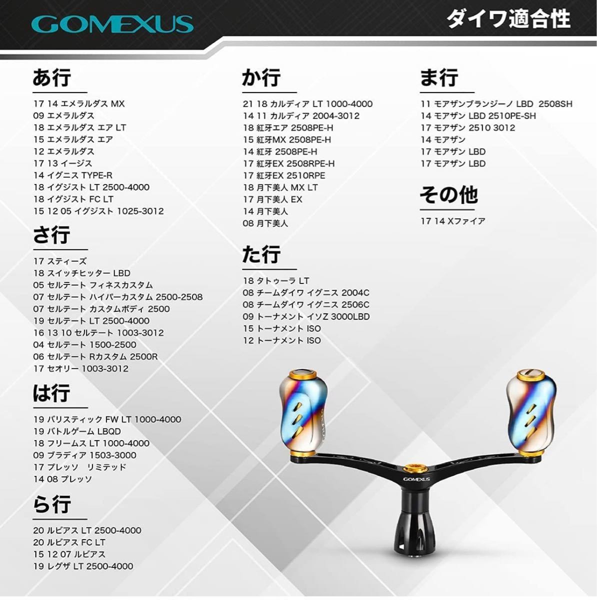 ゴメクサス　98mm ダブルハンドル チタン製　セルテート　ブラックゴールド　ツインパワー ※適合ご確認ください_画像4