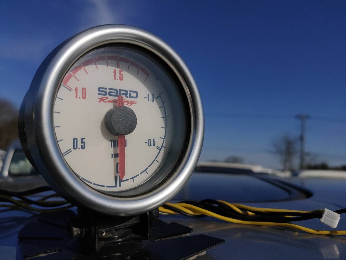 SARD Racing 機械式ブースト計 60パイホワイトフェイス 配線コネクタ小欠けあり【中古】の画像1