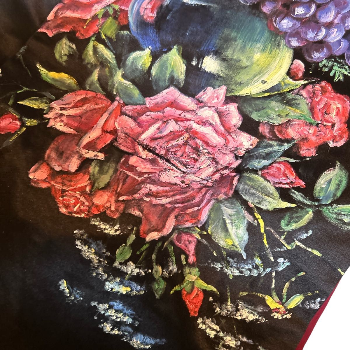 No8 ペンテックス帯正絹 黒繻子地にペイント手描き薔薇の花柄の No8 ペンテックス帯正絹 黒繻子地にペイント手描き薔薇の花柄の