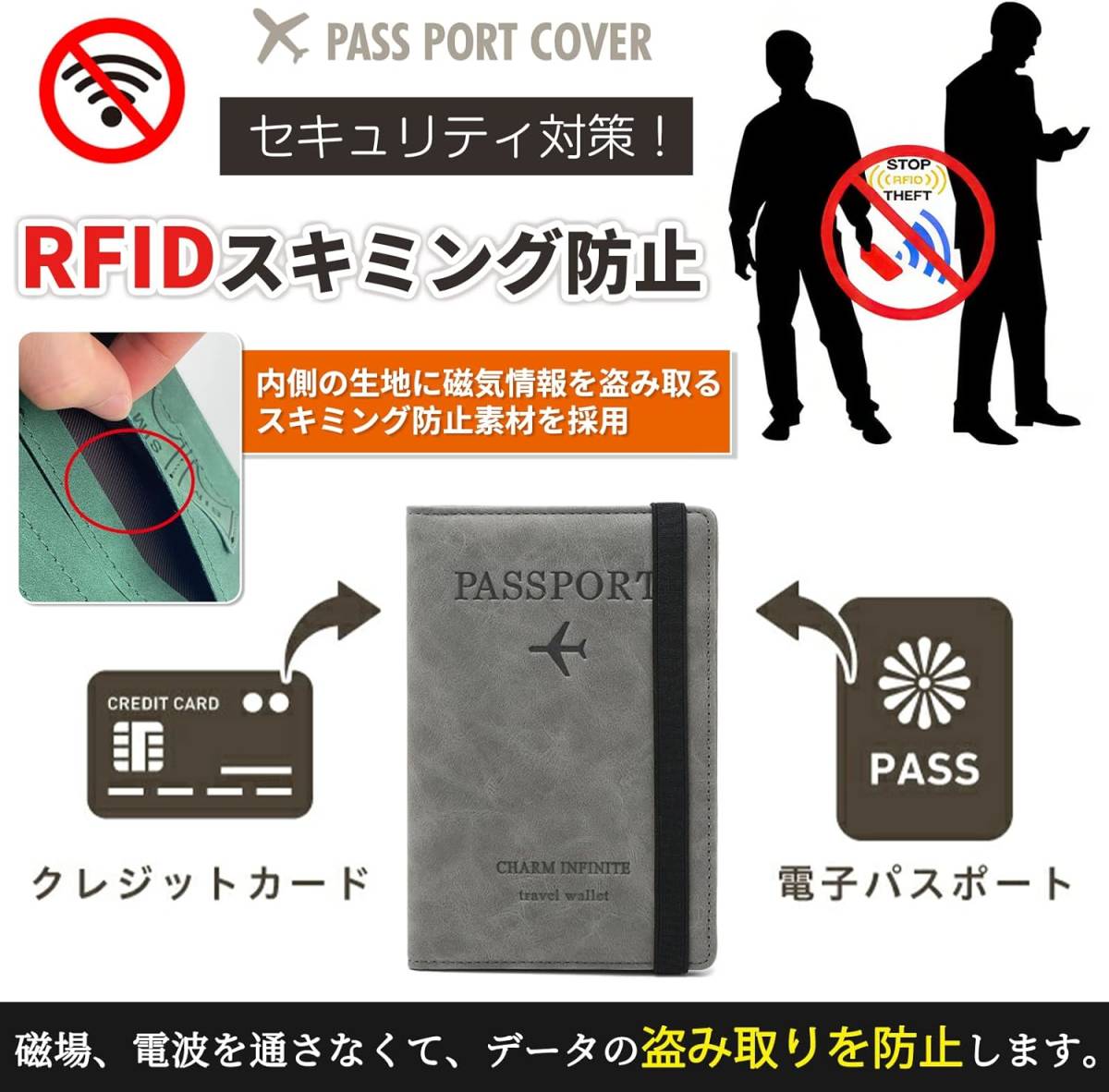 [GOKEI] パスポートケース スキミング防止 レザー 上質 パスポートカバー カバー パスポート 多機能収納 盗難防止 セキュの画像3