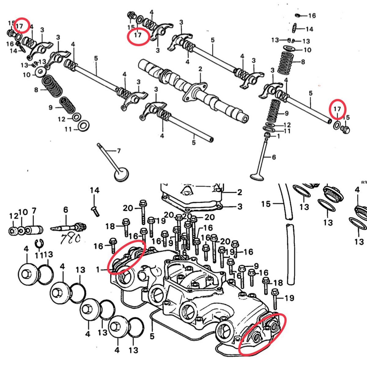 【送料無料】ホンダ純正CB400F 350Fシーリングワッシャーセット(カムカバー ヘッドカバー　FOUR 398 408 ヨンフォア ロッカーアーム)