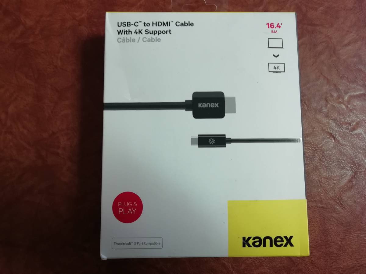 Kanex USB Type-C - HDMI 変換ケーブル 5m ブラック 4K Support