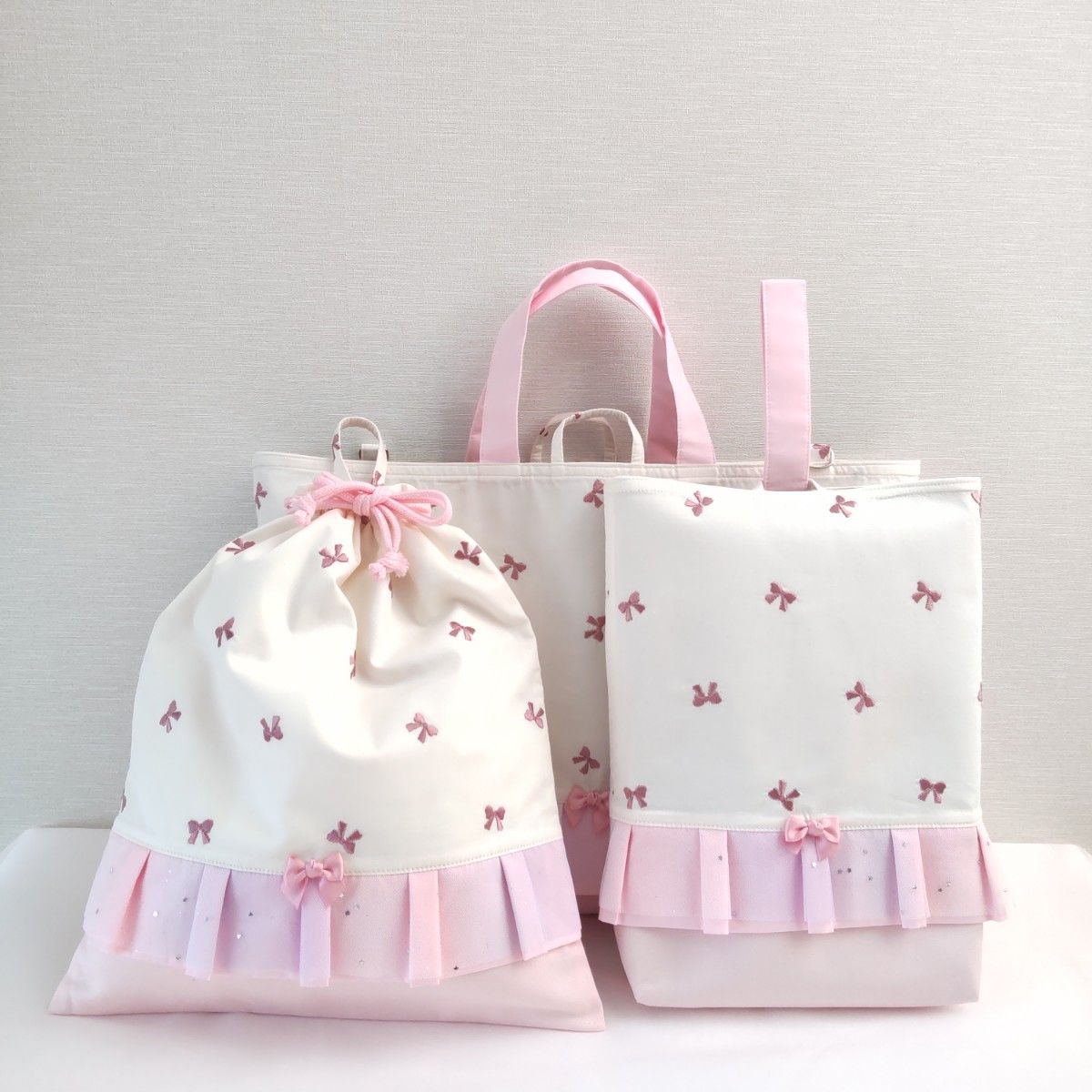 新作 入園入学3点セット ゆめかわ リボン刺繍 レッスンバッグ 新作 入園入学3点セット ゆめかわ リボン刺繍 レッスンバッグ