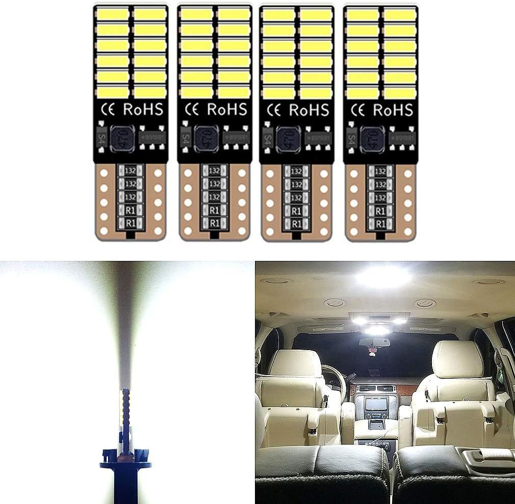 送料無料！最短翌日到着可！T10 W5W CANBUSキャンセラー内蔵LED DC12V 4014SMD 24連 無極性ポジション ナンバー灯 ホワイト 両面発光 4個の画像6