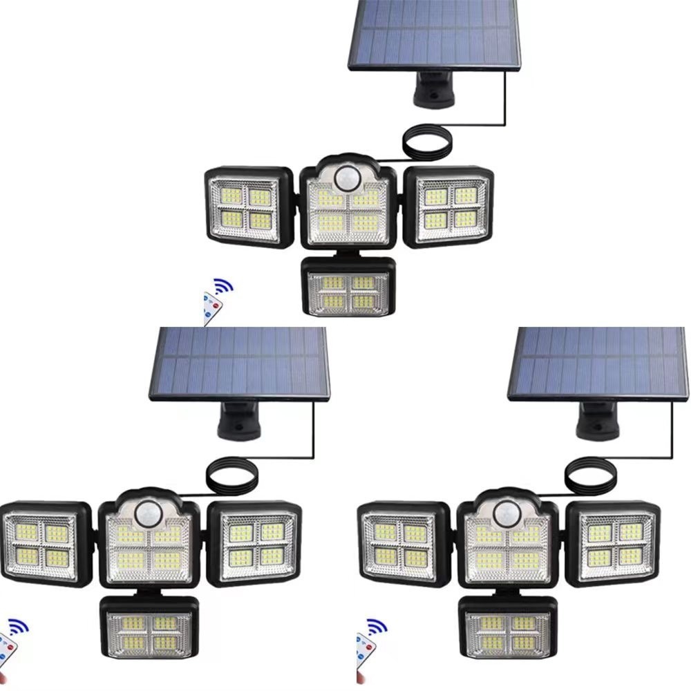 ４面灯式 高輝度 太陽光発電 LEDセンサーライト LED ソーラーライト 防水 防犯ライト リモコン付き 屋外照明 壁掛け可能 投光 太陽発電の画像1