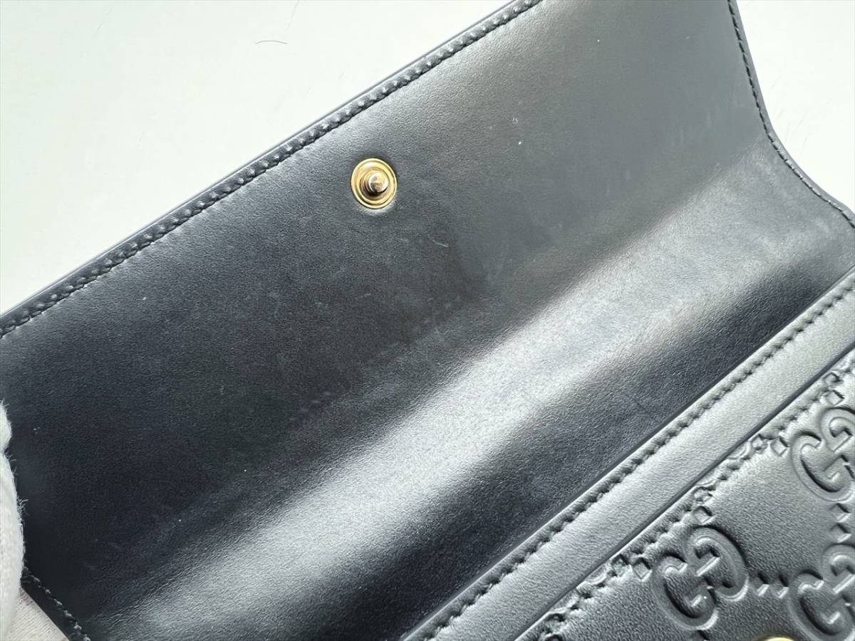 レア美品GUCCIグッチシマリネアキャット二つ折り長財布黒GG柄 レア美品GUCCIグッチシマリネアキャット二つ折り長財布黒GG柄