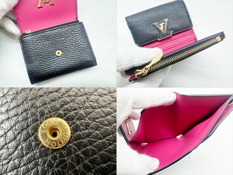 ほぼ未使用　美品　Louis Vuitton　ルイヴィトン　トリヨン　LV　ポルトフォイユ　カプシーヌXS　三つ折り財布　黒　M68587