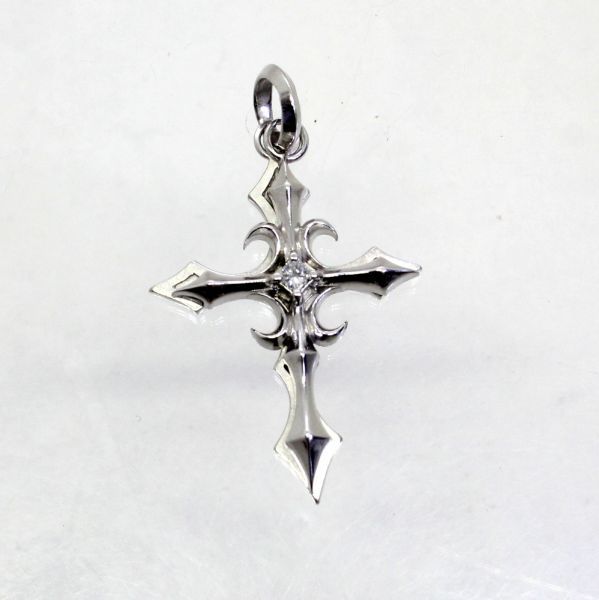 【在庫限り】 ◎中古美品◎18金WG ダイヤ 0.15ct ダブルクロスペンダント ダイヤモンド